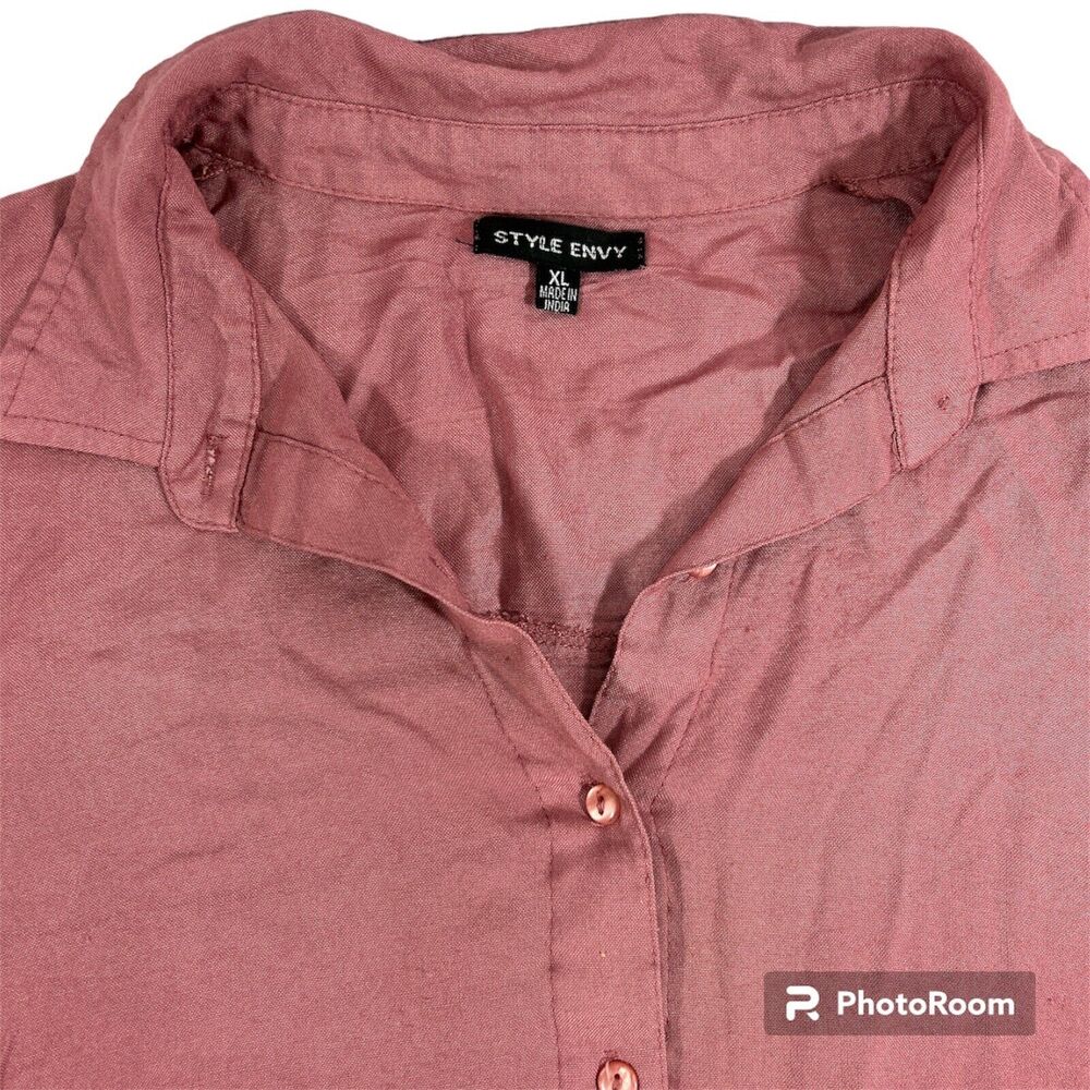 Style Envy Button Front Collared Shirt Mauve Pink Long Sleeve Womens XL Blouse - Picture 2 of 7
